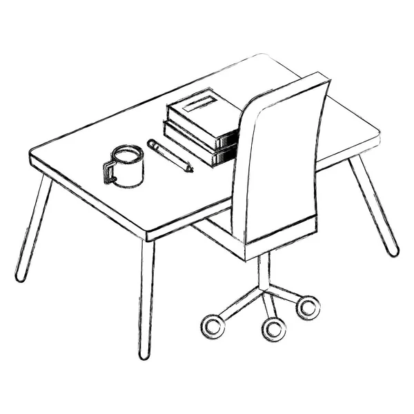 Úřad stůl a knihy — Stockový vektor