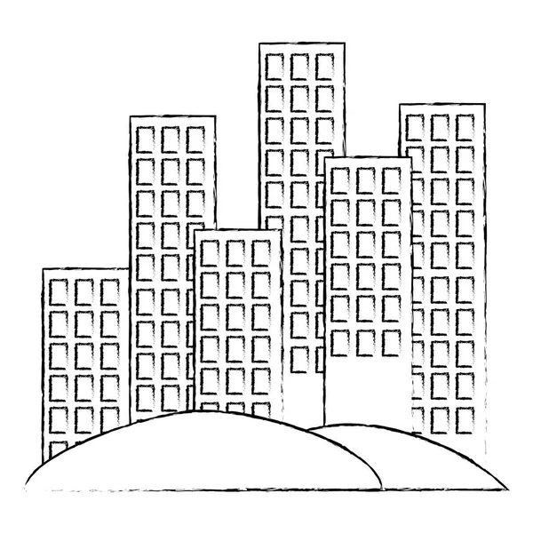 都市の景観建物シーン アイコン — ストックベクタ