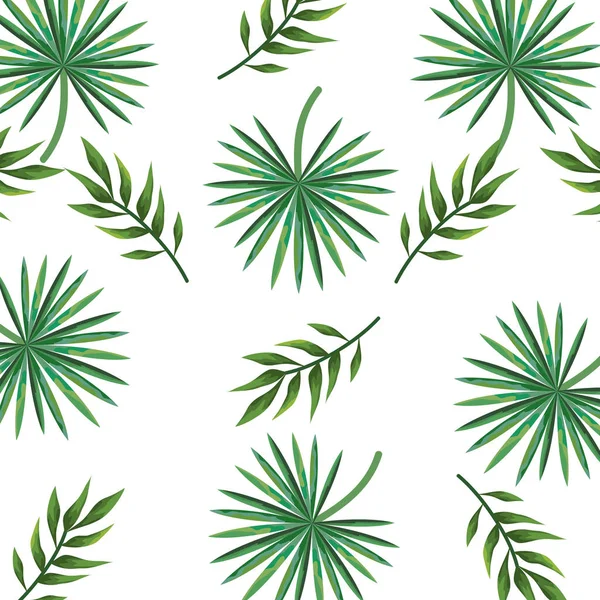 Exotic and tropical leafs plant pattern — Stock Vector