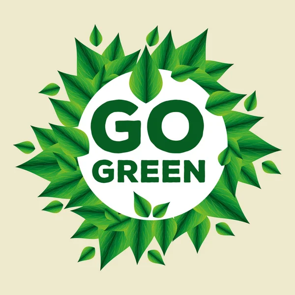 Etiqueta ecológica con hojas para la conservación del medio ambiente — Vector de stock