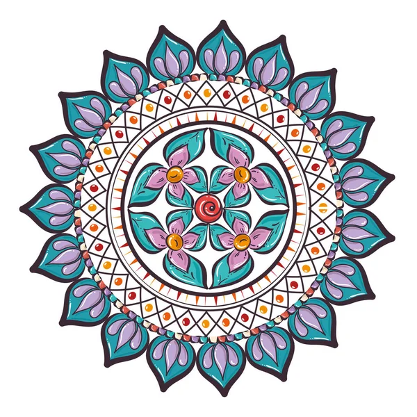 Mandala colorido y circular — Vector de stock