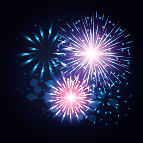 Dekoratív tűzijáték robbanások poszter — Stock Vector