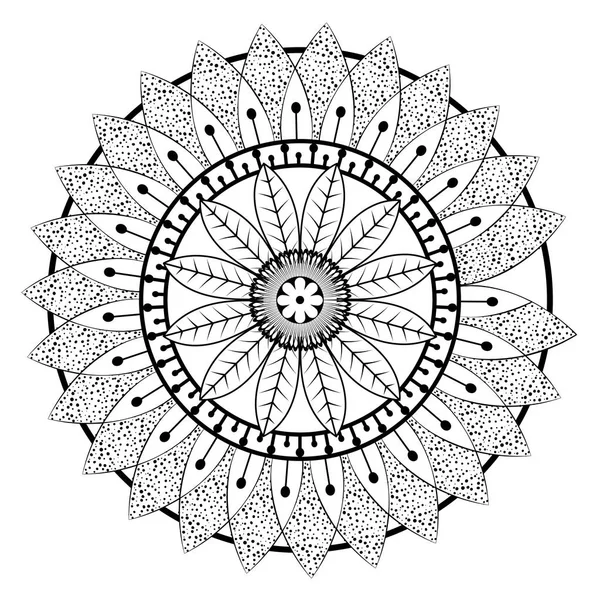 Monochromes und kreisförmiges Mandala — Stockvektor