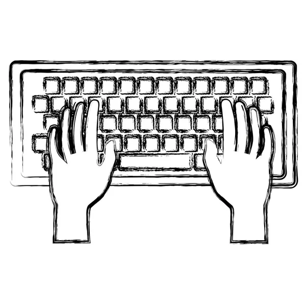 Manos usando el teclado del ordenador — Archivo Imágenes Vectoriales