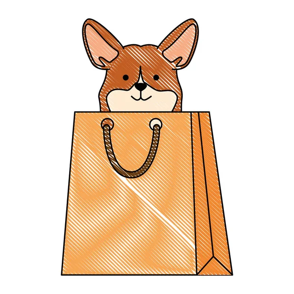 Roztomilý pes v nákupním pytli — Stockový vektor