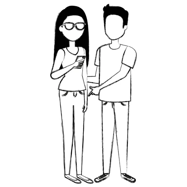 Icônes de personnages avatar couple — Image vectorielle