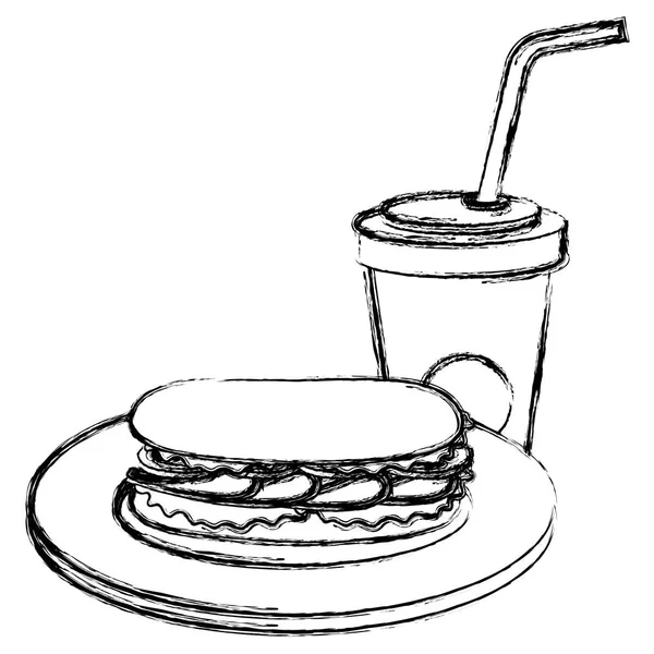 Вкусное сандвич и газировка — стоковый вектор