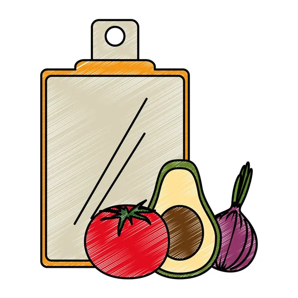 Verdure fresche in cucina tagliere — Vettoriale Stock