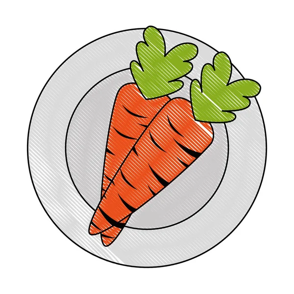 Cenouras frescas em prato comida vegetariana — Vetor de Stock