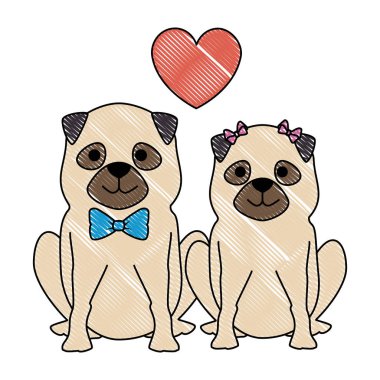 kalpleri karakterleri ile sevimli köpekler çift aşıklar