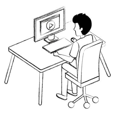 office iş yerinde genç adam