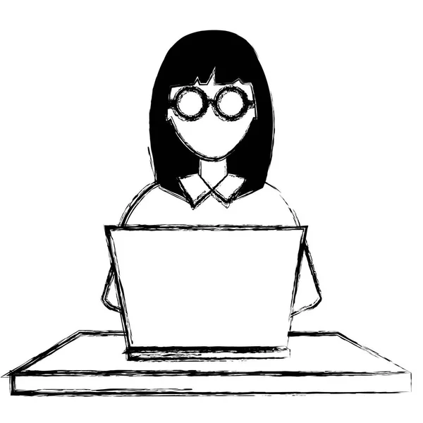 Usuario femenino con ordenador portátil — Archivo Imágenes Vectoriales