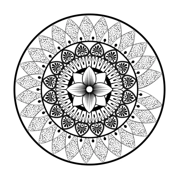 Monokrom och cirkulär Mandala — Stock vektor