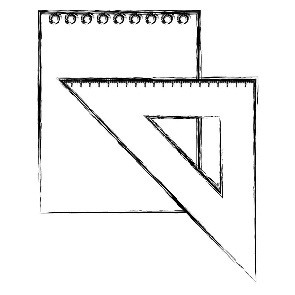 Háromszög alakú geometriai szabály és levélpapír iskola — Stock Vector