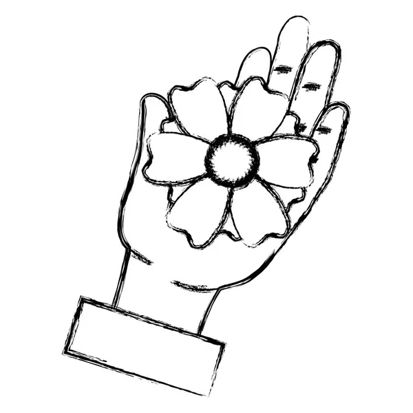 Ręka z pięknym kwiatem — Wektor stockowy
