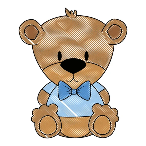 Mignon et adorable ours personnage en peluche — Image vectorielle