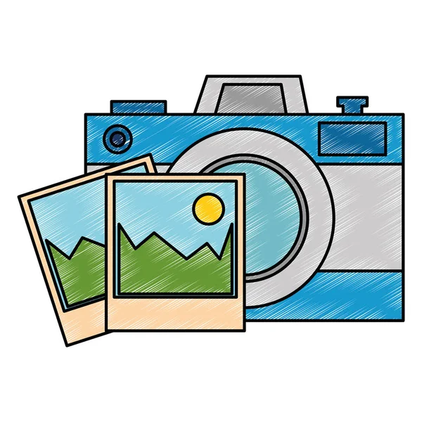 Fotokamera mit Bildern — Stockvektor