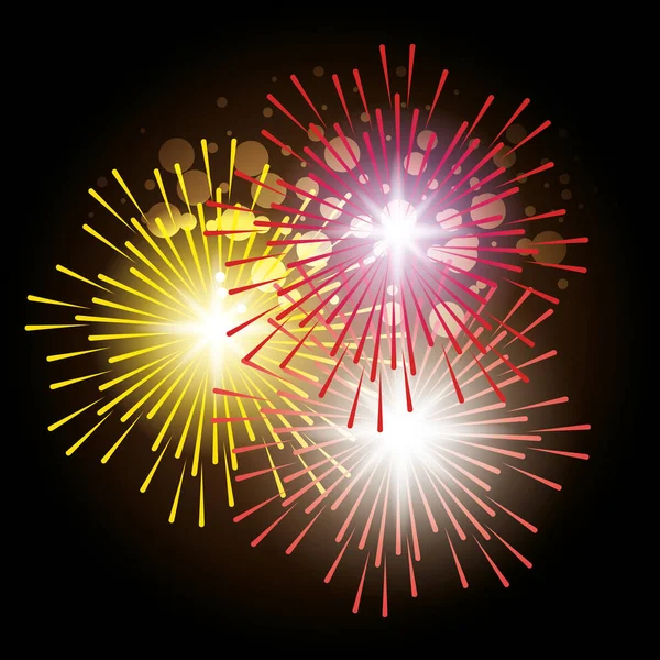 Affiche feux d'artifice décoratifs explosions — Image vectorielle