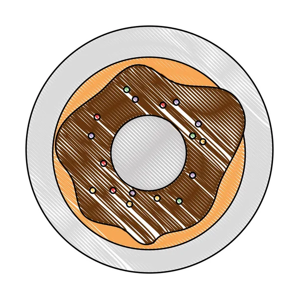 Γλυκό ντόνατ στο πιάτο — Διανυσματικό Αρχείο