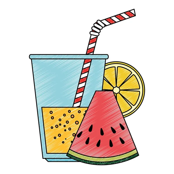 Tropischer Cocktail mit Wassermelone — Stockvektor