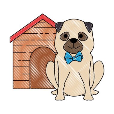 ahşap ev karakteri ile sevimli köpek ırkı