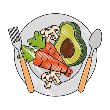 havuç ve mantar vejetaryen gıda ile taze avokado