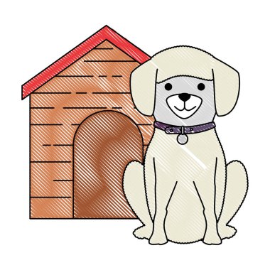 ahşap ev karakteri ile sevimli köpek ırkı