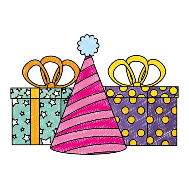 hediyeler kutuları şapka partisi ile sunar