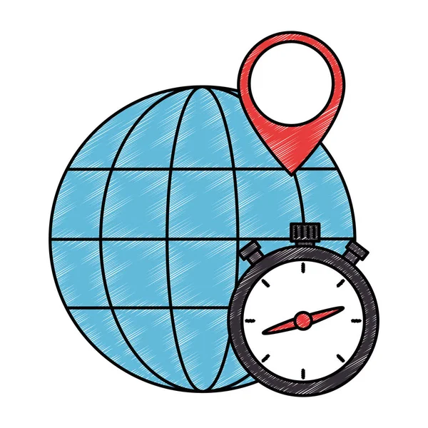 Χρονόμετρο με τον πλανήτη — Διανυσματικό Αρχείο