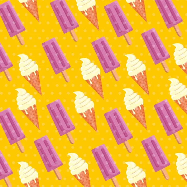 Sweet ice cream and ice lolly background — Stock Vector