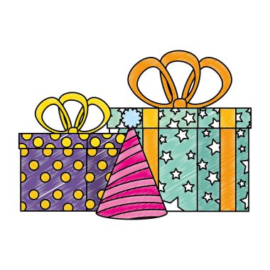 hediyeler kutuları şapka partisi ile sunar