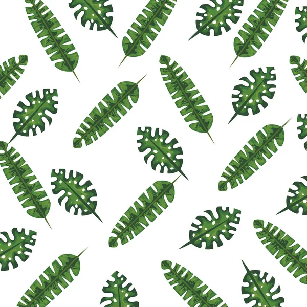 Exotische en tropische Leafs plant patroon — Stockvector