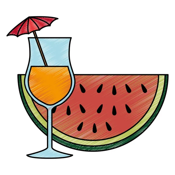 Tropisk cocktail med vattenmelon — Stock vektor