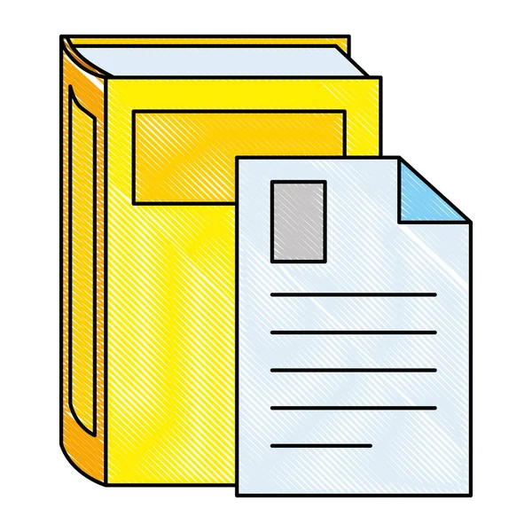 Libro de texto con documento — Vector de stock