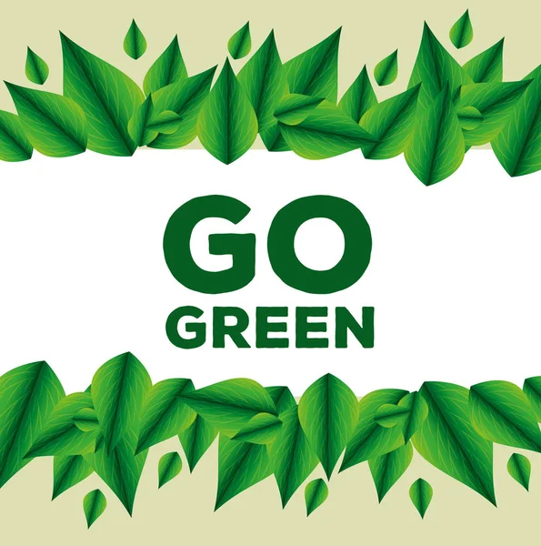 Mensaje de protección ecológica con decoración de hojas — Vector de stock