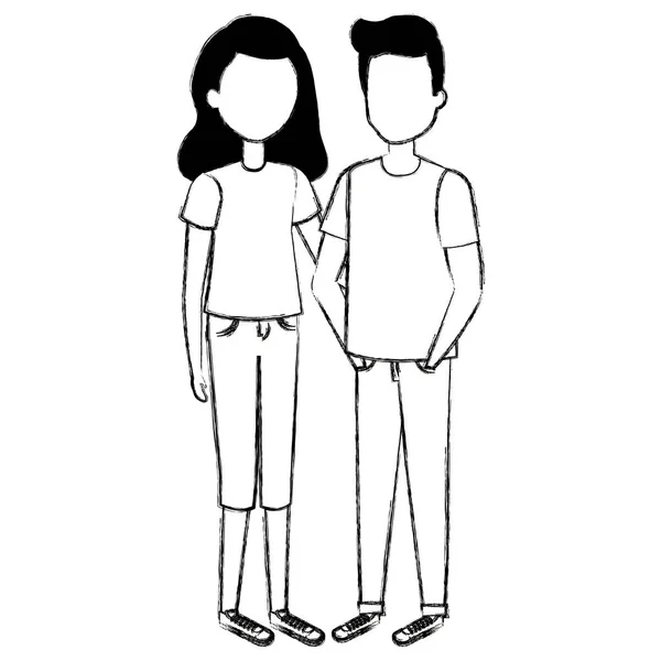 Pareja avatar caracteres iconos — Vector de stock