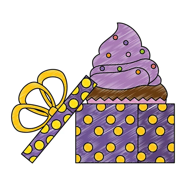Süßes Kuchengebäck im Geschenk — Stockvektor