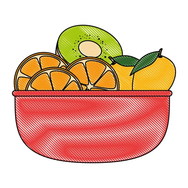 Ciotola con frutta fresca cibo sano — Vettoriale Stock
