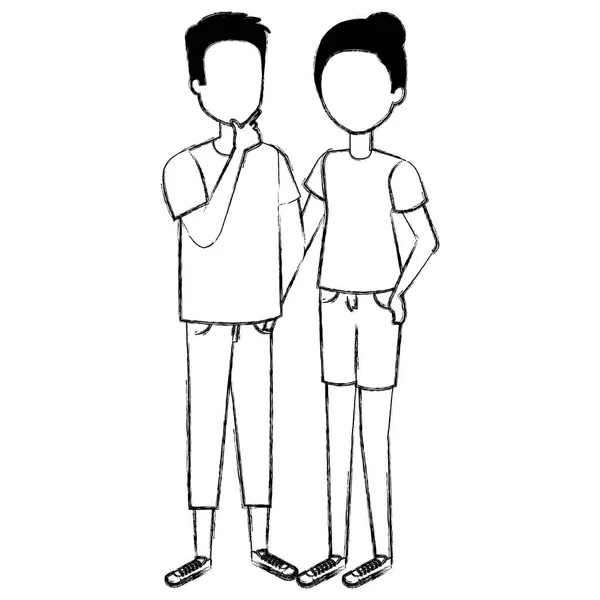 Pareja avatar caracteres iconos — Vector de stock