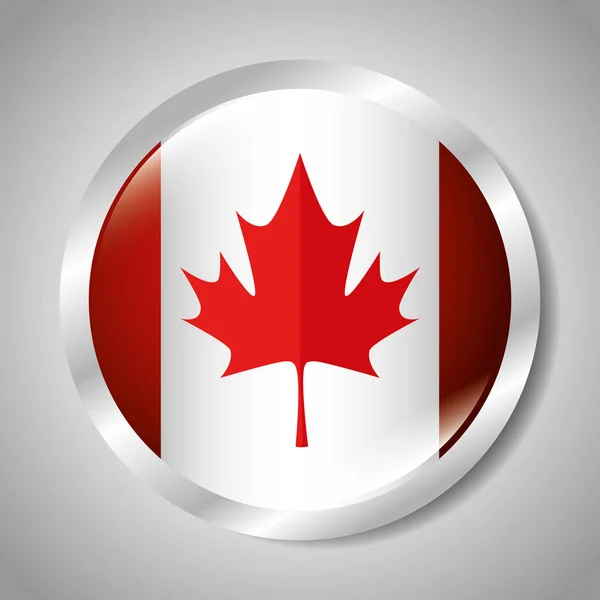休日のお祝いに葉とカナダの旗のラベル — ストックベクタ