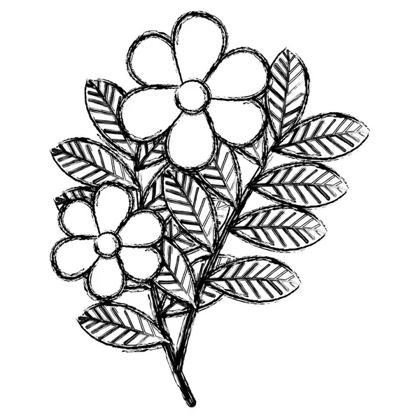 Декоративная икона цветов и листьев — стоковый вектор