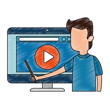 bilgisayar ve medya oynatıcı ile adam öğretim