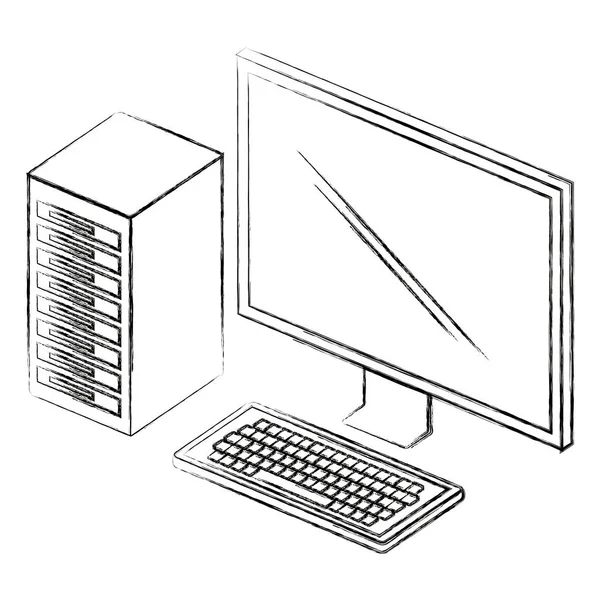 Ordinateur de bureau icône isométrique — Image vectorielle