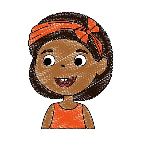Маленькая девочка черный персонаж — стоковый вектор