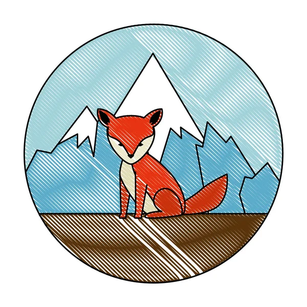 Wild canadian fox with landscape — Stock Vector