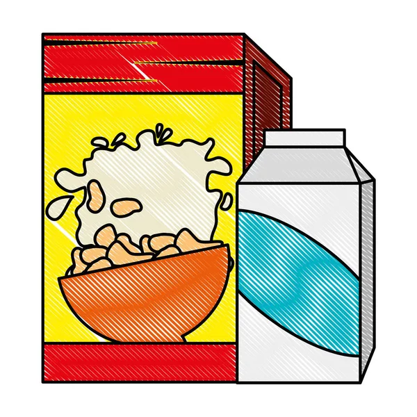 Graan doos met melk verpakking — Stockvector