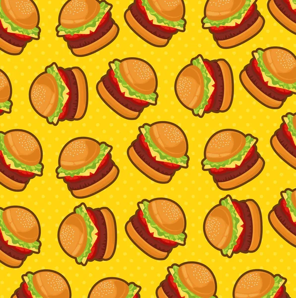 Pattern of hamburguers american food — Stock Vector