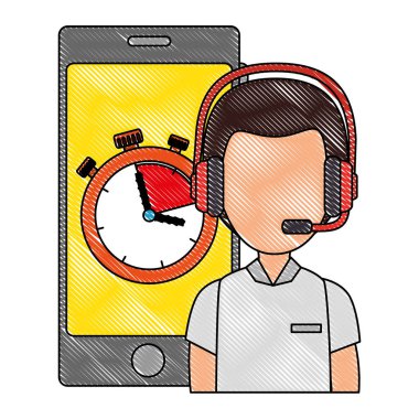 akıllı telefon ve kronometre ile lojistik işçi