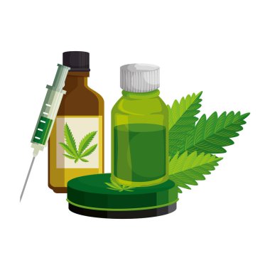 şırınga ve yapraklı esrar merhemi