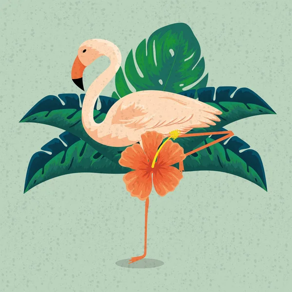 Flamboyant tropical aux fleurs et feuilles exotiques — Image vectorielle